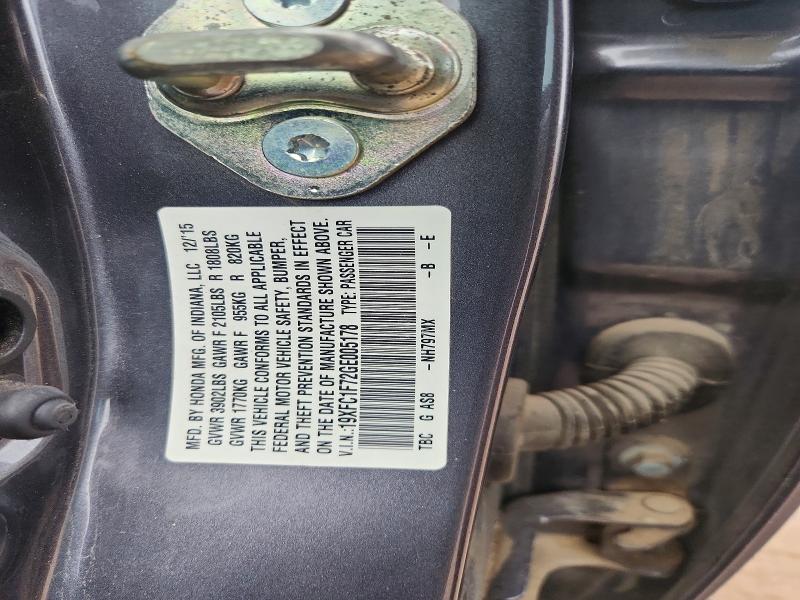55653666 :رقم المزاد ، 19XFC1F72GE005178 vin ، 2016 Honda Civic مزاد بيع