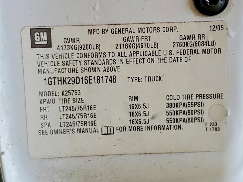 Aukcja sprzedaży 2006 Gmc Sierra, vin: 1GTHK29D16E181748, numer aukcji: 57678276
