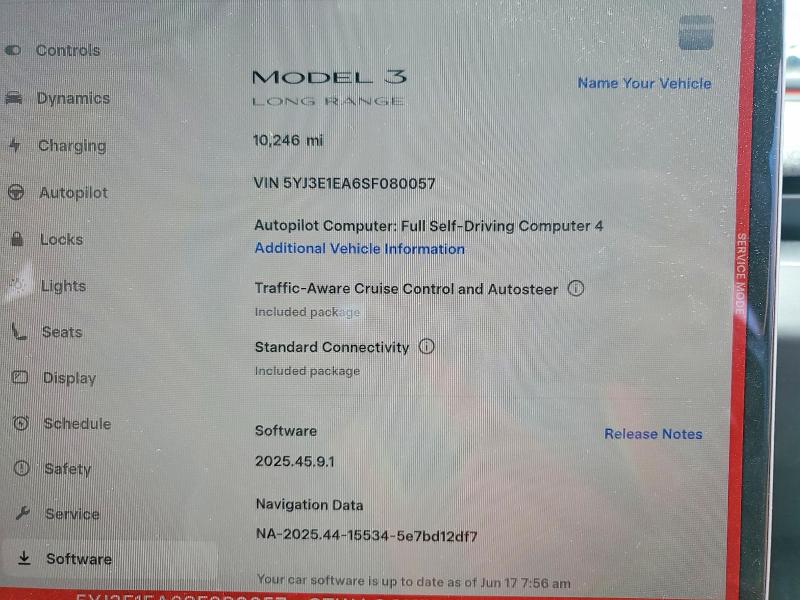 2025 Tesla Model 3 მანქანა იყიდება აუქციონზე, vin: 5YJ3E1EA6SF080057, აუქციონის ნომერი: 57269746