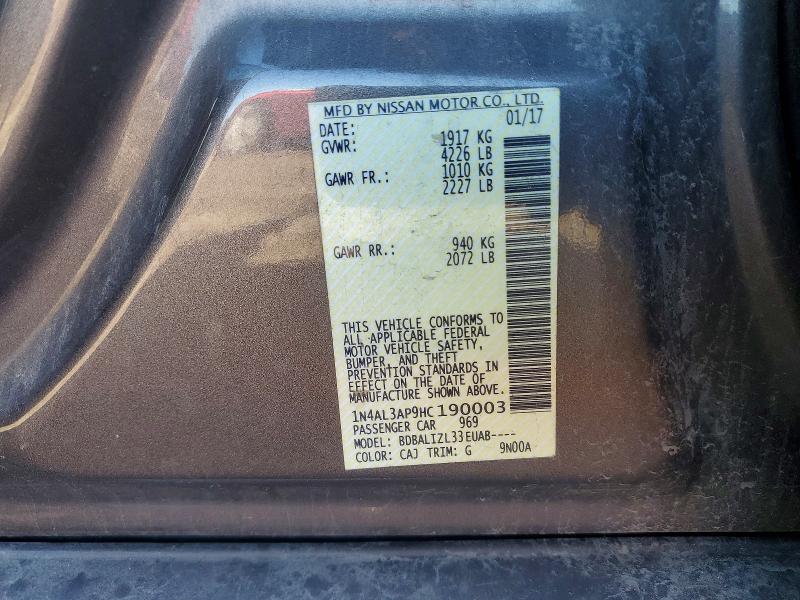 Продаж на аукціоні авто 2017 Nissan Altima, vin: 1N4AL3AP9HC190003, номер лоту: 57658386