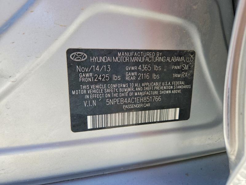 Продаж на аукціоні авто 2014 Hyundai Sonata, vin: 5NPEB4AC1EH851766, номер лоту: 57427606