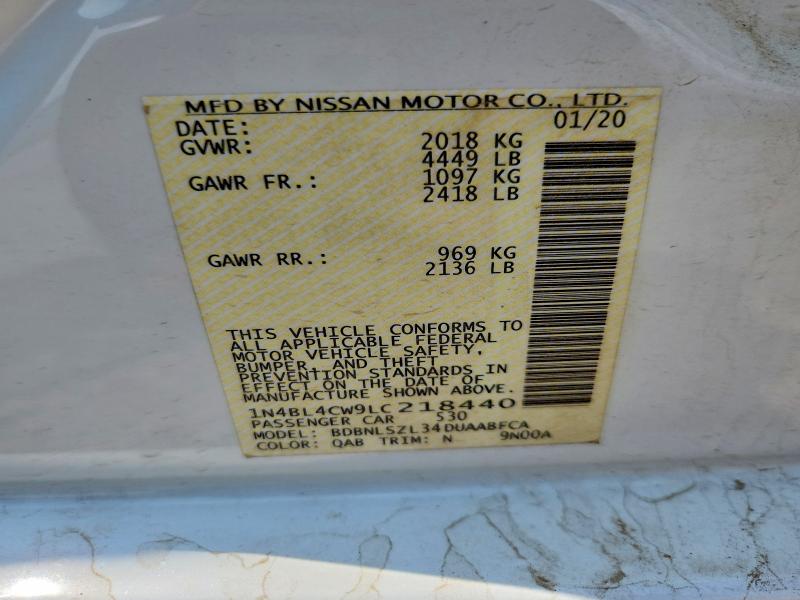 Aukcja sprzedaży 2020 Nissan Altima, vin: 1N4BL4CW9LC218440, numer aukcji: 59097436