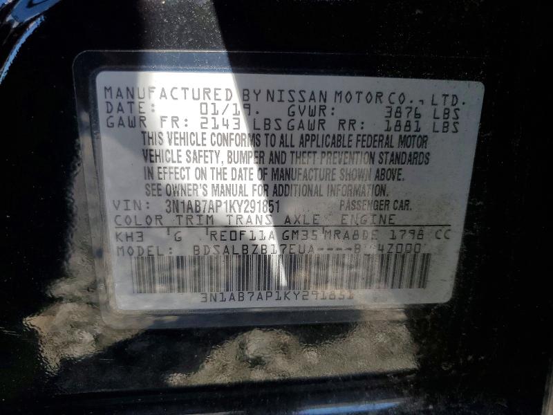 Продаж на аукціоні авто 2019 Nissan Sentra, vin: 3N1AB7AP1KY291851, номер лоту: 55650176