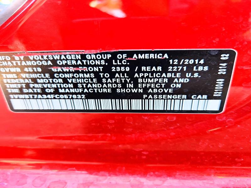 2015 Volkswagen Passat მანქანა იყიდება აუქციონზე, vin: 1VWBT7A34FC057632, აუქციონის ნომერი: 56185586