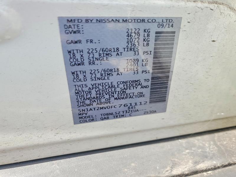 Aukcja sprzedaży 2015 Nissan Rogue, vin: 5N1AT2MV0FC761112, numer aukcji: 57209246