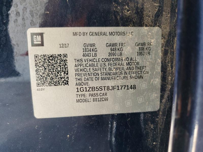 Продаж на аукціоні авто 2018 Chevrolet Malibu, vin: 1G1ZB5ST8JF177148, номер лоту: 56945486