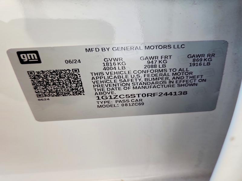 54143866 :رقم المزاد ، 1G1ZC5ST0RF244138 vin ، 2024 Chevrolet Malibu مزاد بيع