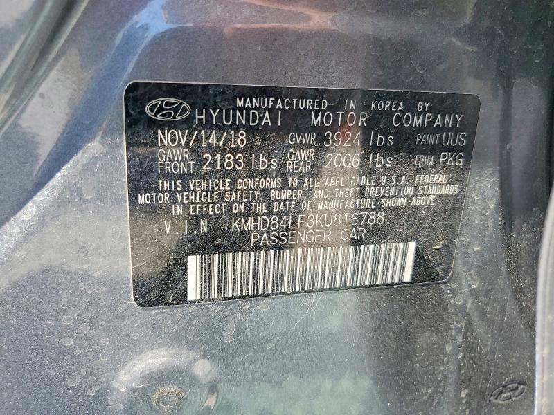 Продажа на аукционе авто 2019 Hyundai Elantra, vin: KMHD84LF3KU816788, номер лота: 57680816