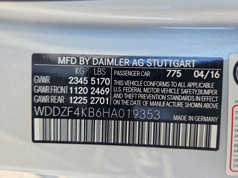 Продаж на аукціоні авто 2017 Mercedes-benz E, vin: WDDZF4KB6HA019353, номер лоту: 59338316
