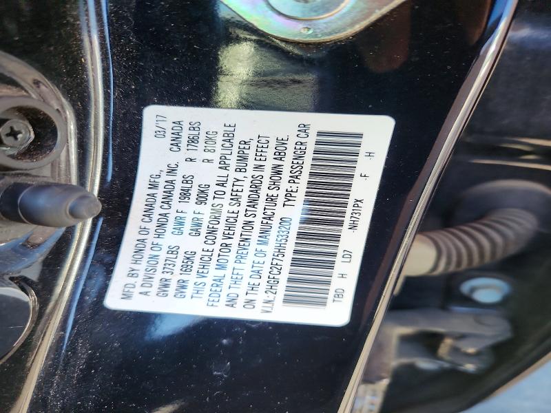Продаж на аукціоні авто 2017 Honda Civic, vin: 2HGFC2F75HH533200, номер лоту: 58401586