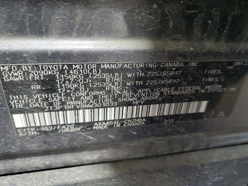 Aukcja sprzedaży 2022 Toyota Rav4, vin: 2T3P1RFV9NW301033, numer aukcji: 56782086