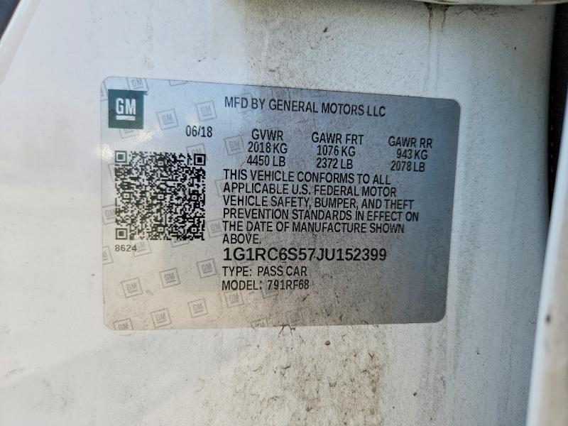 Продаж на аукціоні авто 2018 Chevrolet Volt, vin: 1G1RC6S57JU152399, номер лоту: 57334846