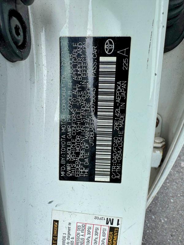 57262576 :رقم المزاد ، JTDBU4EE0AJ075043 vin ، 2010 Toyota Corolla مزاد بيع