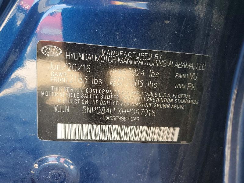 Продаж на аукціоні авто 2017 Hyundai Elantra, vin: 5NPD84LFXHH097918, номер лоту: 57971206