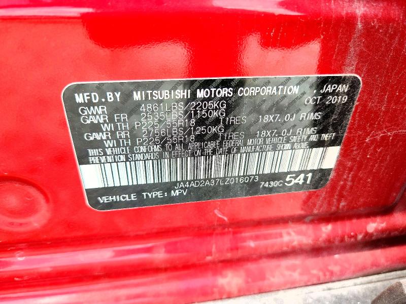 55926706 :رقم المزاد ، JA4AD2A37LZ016073 vin ، 2020 Mitsubishi Outlander مزاد بيع
