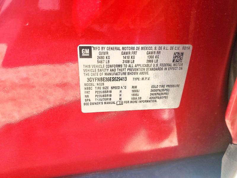 2014 Cadillac Srx მანქანა იყიდება აუქციონზე, vin: 3GYFNBE36ES629413, აუქციონის ნომერი: 55878766