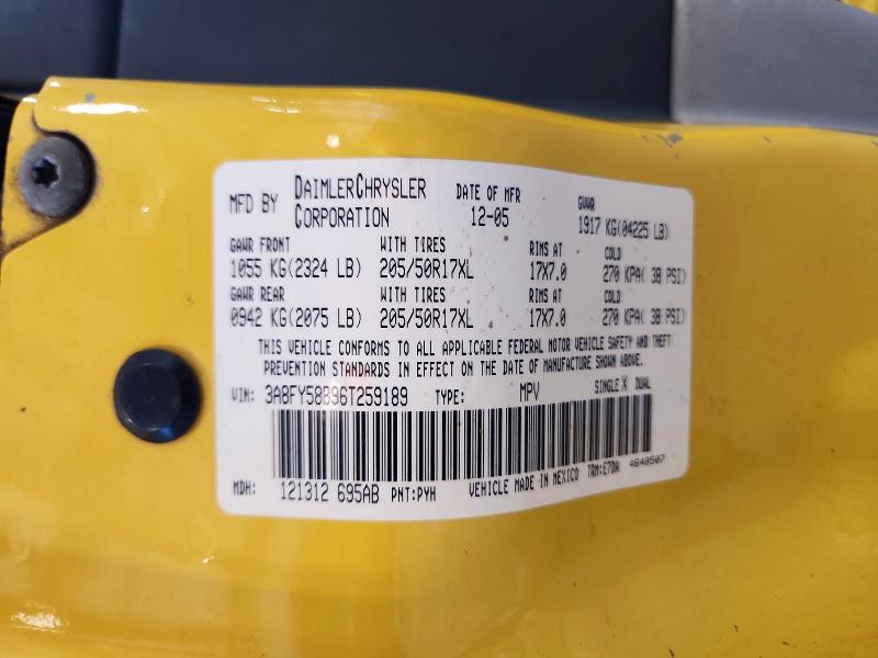 2006 Chrysler Pt Cruiser მანქანა იყიდება აუქციონზე, vin: 3A8FY58B96T259189, აუქციონის ნომერი: 57295296