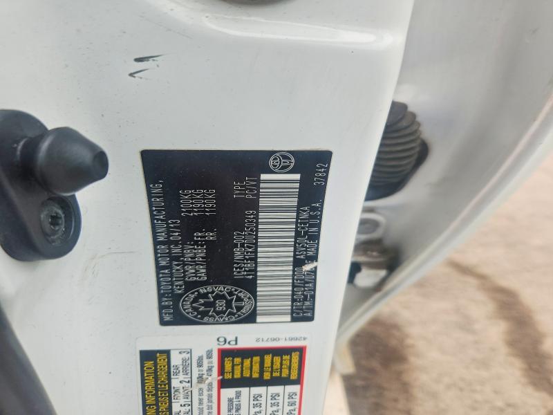 Aukcja sprzedaży 2013 Toyota Camry, vin: 4T1BF1FK7DU250349, numer aukcji: 58704186