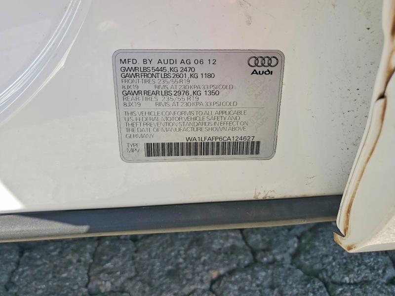 2012 Audi Q5 მანქანა იყიდება აუქციონზე, vin: WA1LFAFP6CA124627, აუქციონის ნომერი: 56451546