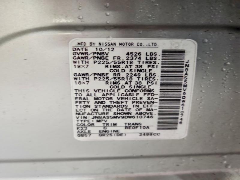 Aukcja sprzedaży 2013 Nissan Rogue, vin: JN8AS5MV9DW610746, numer aukcji: 57221126