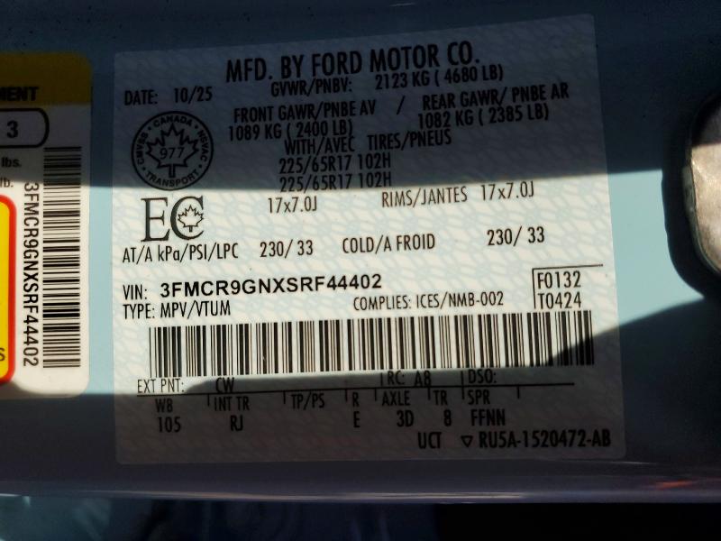 Продажа на аукционе авто 2025 Ford Bronco Sport, vin: 3FMCR9GNXSRF44402, номер лота: 58036856