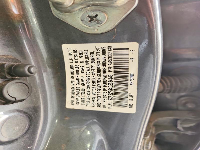 2013 Honda Civic მანქანა იყიდება აუქციონზე, vin: 19XFB2F54DE034443, აუქციონის ნომერი: 57482946