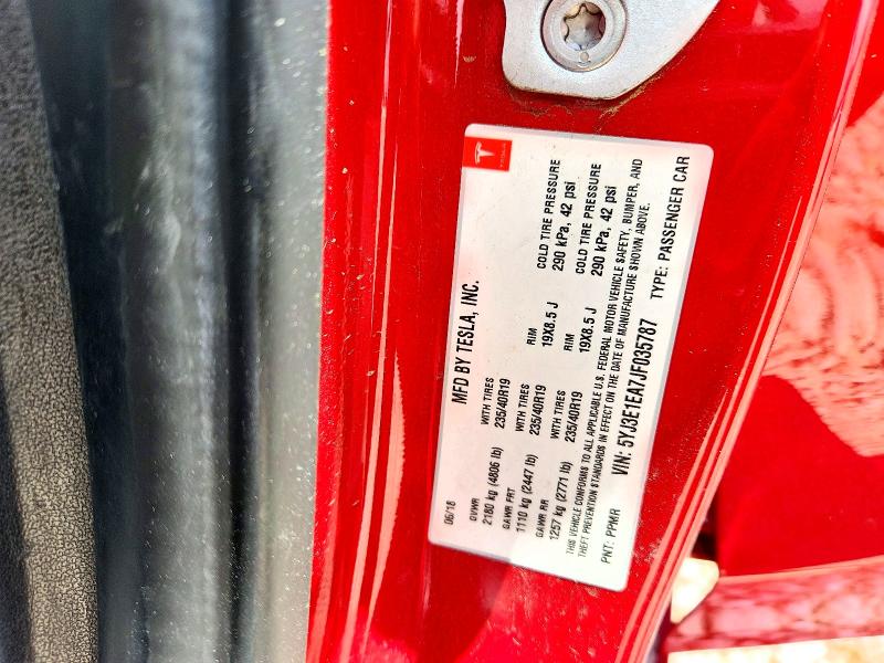 2018 Tesla Model 3 მანქანა იყიდება აუქციონზე, vin: 5YJ3E1EA7JF035787, აუქციონის ნომერი: 57216826