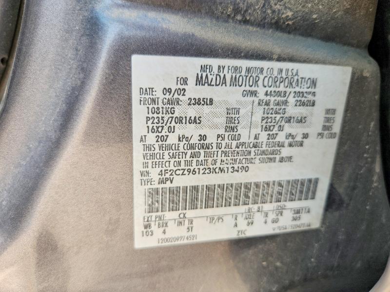 Aukcja sprzedaży 2003 Mazda Tribute, vin: 4F2CZ96123KM13490, numer aukcji: 58119456