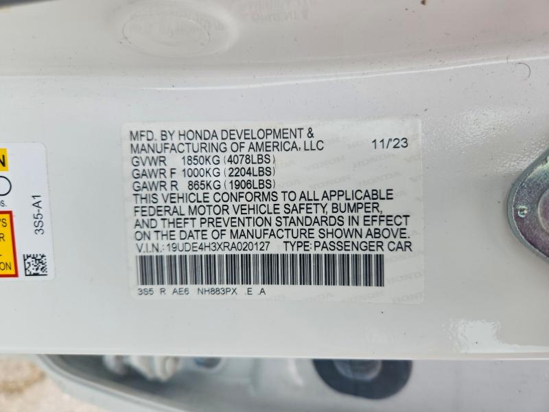 2024 Acura Integra მანქანა იყიდება აუქციონზე, vin: 19UDE4H3XRA020127, აუქციონის ნომერი: 58226106