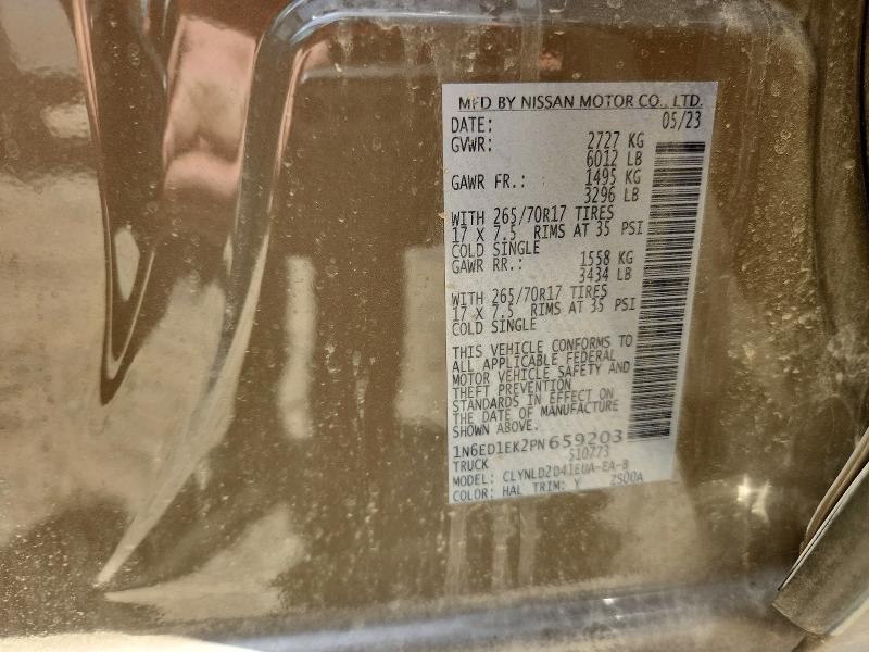 2023 Nissan Frontier მანქანა იყიდება აუქციონზე, vin: 1N6ED1EK2PN659203, აუქციონის ნომერი: 59128156