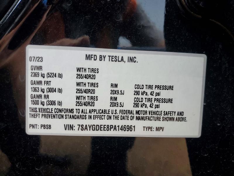 Продажа на аукционе авто 2023 Tesla Model Y, vin: 7SAYGDEE8PA146961, номер лота: 55535116