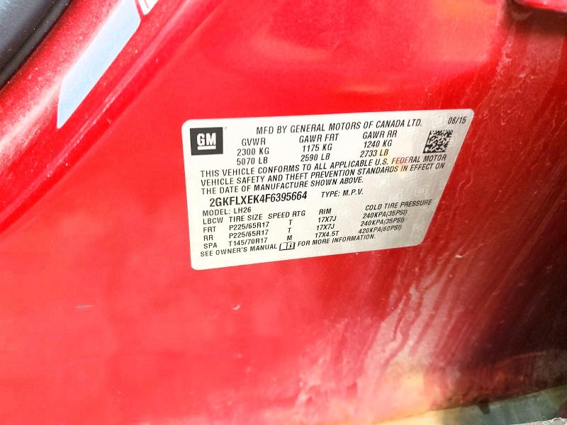 2015 Gmc Terrain მანქანა იყიდება აუქციონზე, vin: 2GKFLXEK4F6395664, აუქციონის ნომერი: 56570526