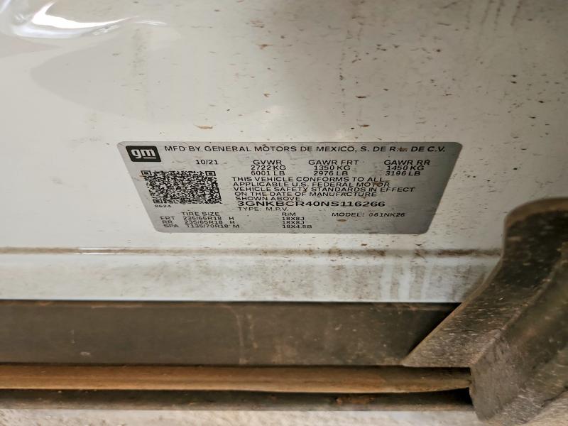 Aukcja sprzedaży 2022 Chevrolet Blazer, vin: 3GNKBCR40NS116266, numer aukcji: 57157806