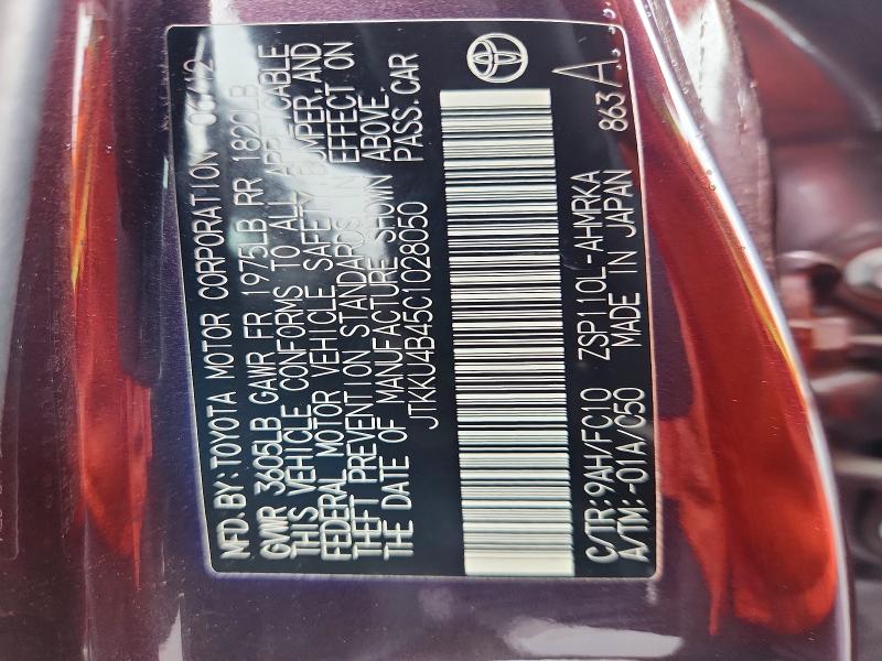 Aukcja sprzedaży 2012 Scion Xd, vin: JTKKU4B45C1028050, numer aukcji: 56604516