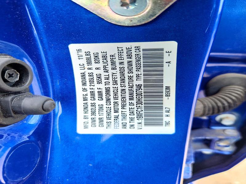 Aukcja sprzedaży 2017 Honda Civic, vin: 19XFC1F30HE007946, numer aukcji: 56066956