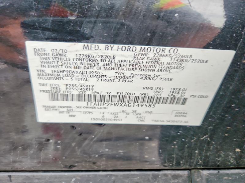 58921996 :رقم المزاد ، 1FAHP2EWXAG149585 vin ، 2010 Ford Taurus مزاد بيع