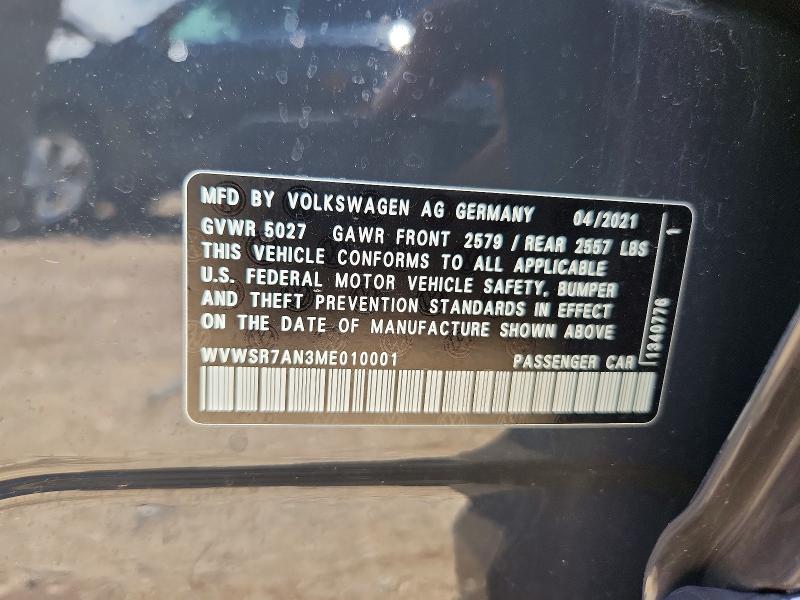 Aukcja sprzedaży 2021 Volkswagen Arteon, vin: WVWSR7AN3ME010001, numer aukcji: 56647076