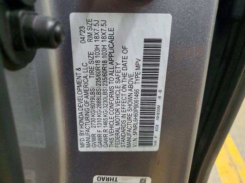 59060576 :رقم المزاد ، 5FNRL6H60PB061466 vin ، 2023 Honda Odyssey مزاد بيع