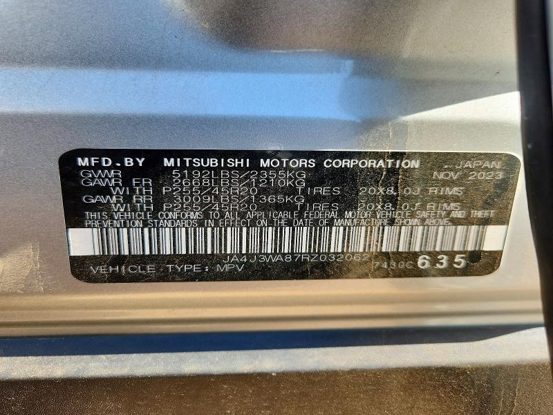 2024 Mitsubishi Outlander მანქანა იყიდება აუქციონზე, vin: JA4J3WA87RZ032062, აუქციონის ნომერი: 55357616