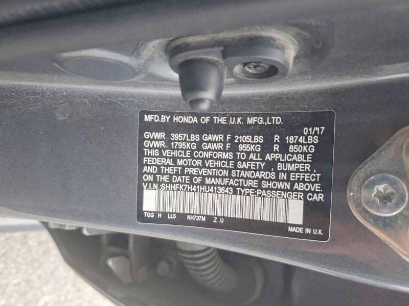 Продаж на аукціоні авто 2017 Honda Civic, vin: SHHFK7H41HU413643, номер лоту: 57811496