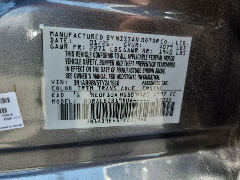 58740046 :رقم المزاد ، 3N1AB9BV5TY241948 vin ، 2026 Nissan Sentra مزاد بيع