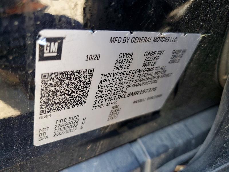 2021 Cadillac Escalade მანქანა იყიდება აუქციონზე, vin: 1GYS3JKL6MR197376, აუქციონის ნომერი: 57245606