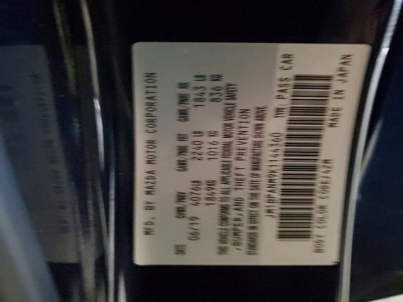 55440386 :رقم المزاد ، JM1BPANM9K1144360 vin ، 2019 Mazda 3 مزاد بيع