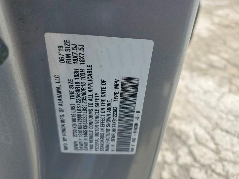 57892826 :رقم المزاد ، 5FNRL6H74KB122383 vin ، 2019 Honda Odyssey مزاد بيع