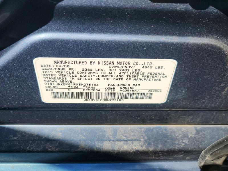Продажа на аукционе авто 2008 Infiniti G35, vin: JNKBV61FX8M275183, номер лота: 57350686