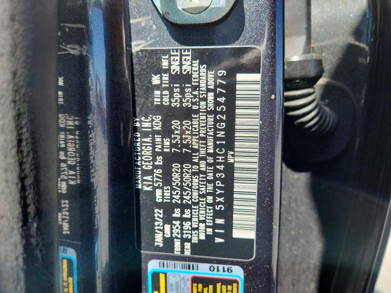 Aukcja sprzedaży 2022 Kia Telluride, vin: 5XYP34HC1NG254779, numer aukcji: 54988696