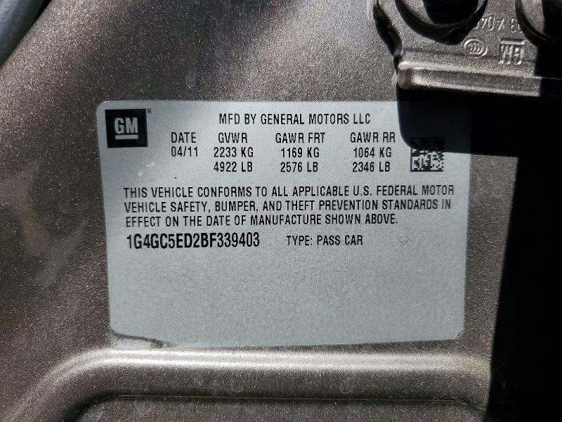 Aukcja sprzedaży 2011 Buick Lacrosse, vin: 1G4GC5ED2BF339403, numer aukcji: 55888846