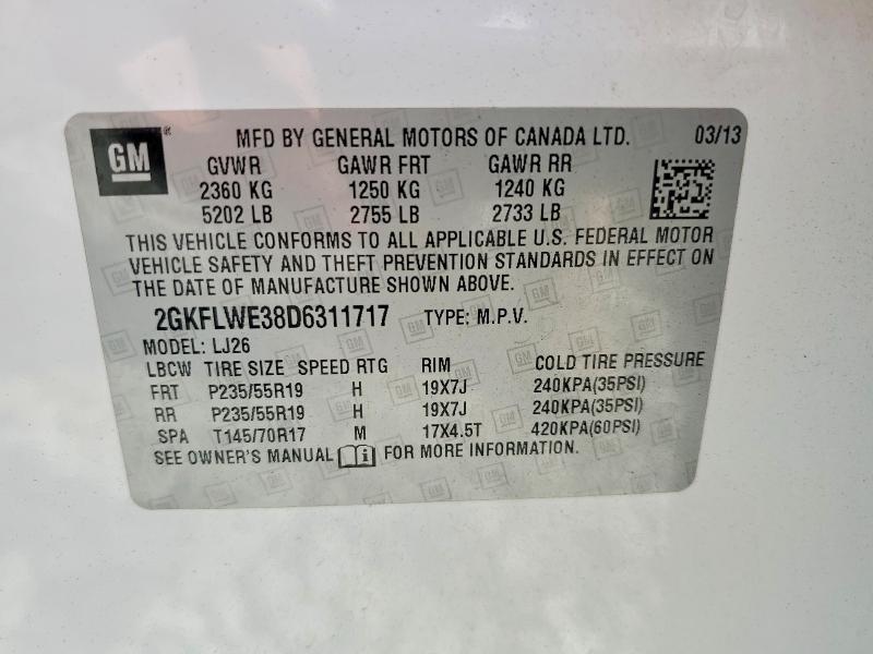 2013 Gmc Terrain მანქანა იყიდება აუქციონზე, vin: 2GKFLWE38D6311717, აუქციონის ნომერი: 57853526