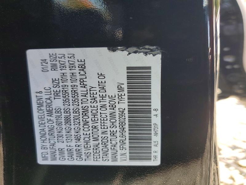Продаж на аукціоні авто 2024 Honda Odyssey, vin: 5FNRL6H94RB029942, номер лоту: 57184926