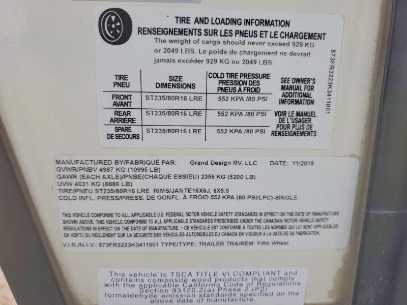 Продажа на аукционе авто 2019 Grand Desi Reflection, vin: 573FR3223K3411001, номер лота: 59604176